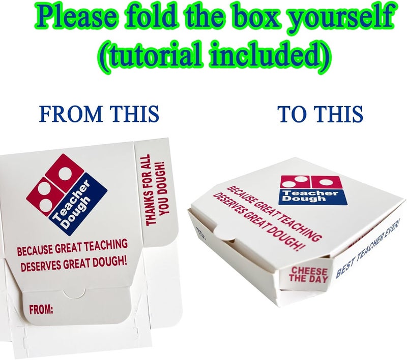PHAWNGU 4-Pack Teacher Appreciation Gift Box – Funny “Teacher Dough” Pizza Cash or Card Holder – End of Year, Back to School Thank You Gift for Teachers from Parents, Students, PTO - Image 5
